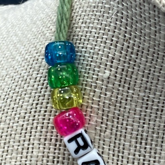 RAINBOW CONNECTION Beaded Necklace As Is Cube Black White Blue Green Yellow Pink - Picture 2 of 6